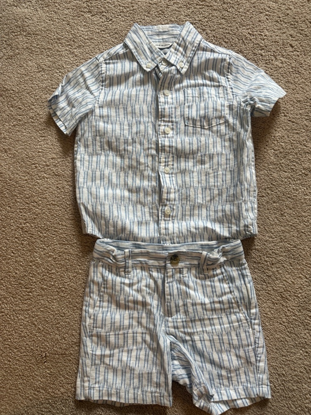 Janie and Jack Blue & White Striped Button-Up Shirt